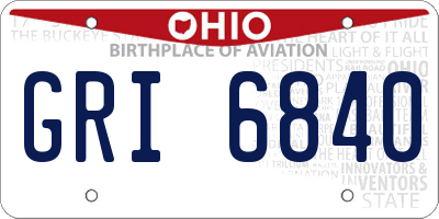 OH license plate GRI6840