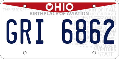 OH license plate GRI6862