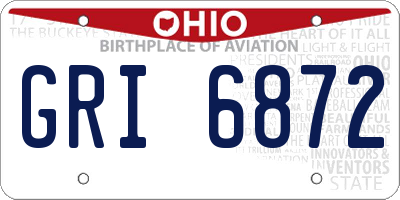 OH license plate GRI6872
