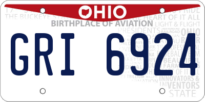 OH license plate GRI6924