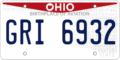 OH license plate GRI6932