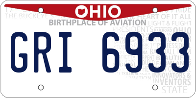 OH license plate GRI6933