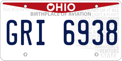 OH license plate GRI6938