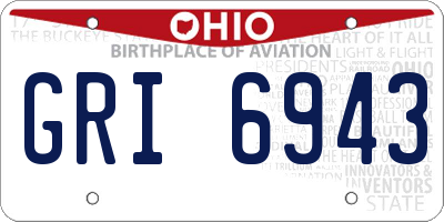 OH license plate GRI6943