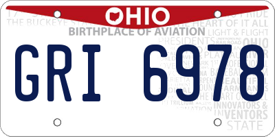 OH license plate GRI6978