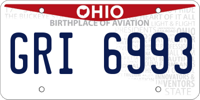 OH license plate GRI6993