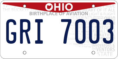 OH license plate GRI7003