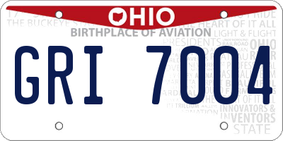 OH license plate GRI7004