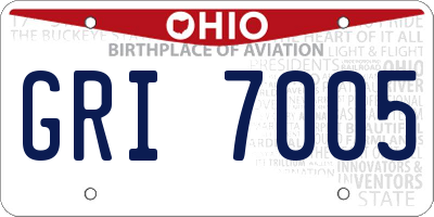 OH license plate GRI7005