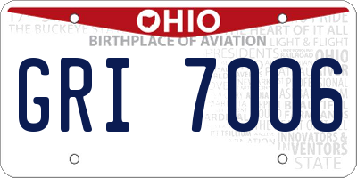 OH license plate GRI7006