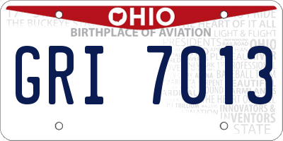 OH license plate GRI7013