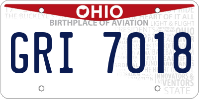 OH license plate GRI7018