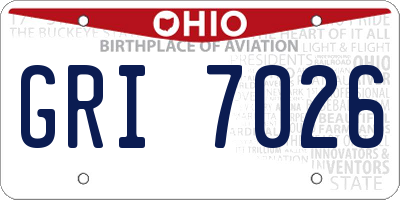 OH license plate GRI7026