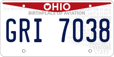 OH license plate GRI7038