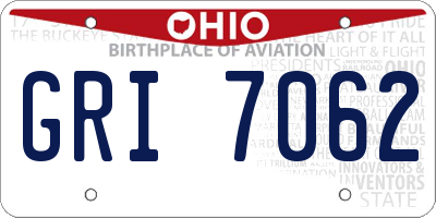 OH license plate GRI7062