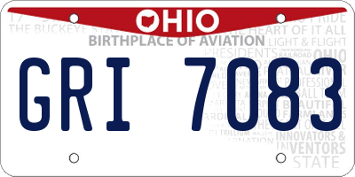 OH license plate GRI7083
