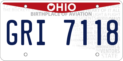 OH license plate GRI7118