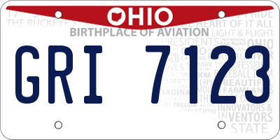 OH license plate GRI7123