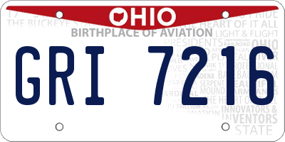 OH license plate GRI7216