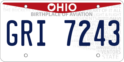 OH license plate GRI7243