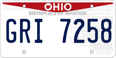 OH license plate GRI7258