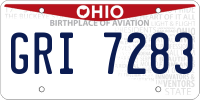 OH license plate GRI7283