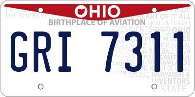 OH license plate GRI7311