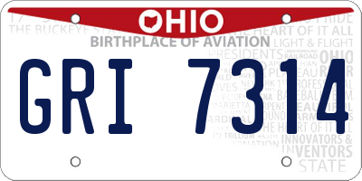 OH license plate GRI7314