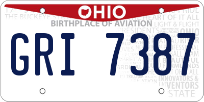 OH license plate GRI7387