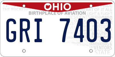 OH license plate GRI7403