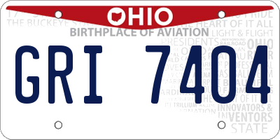 OH license plate GRI7404