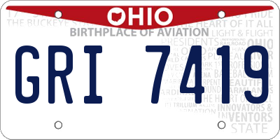 OH license plate GRI7419