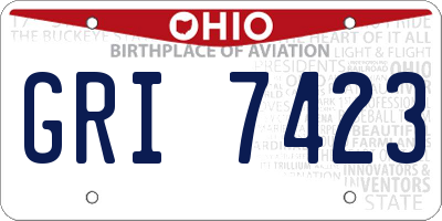OH license plate GRI7423