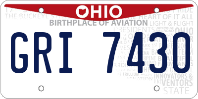 OH license plate GRI7430
