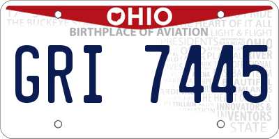 OH license plate GRI7445