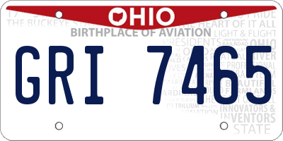 OH license plate GRI7465