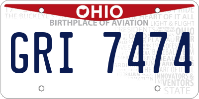 OH license plate GRI7474