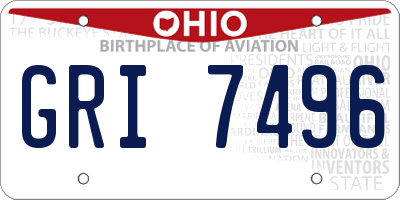 OH license plate GRI7496