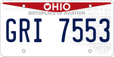 OH license plate GRI7553