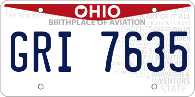 OH license plate GRI7635