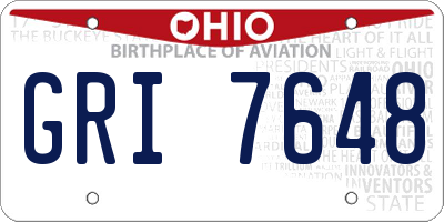 OH license plate GRI7648