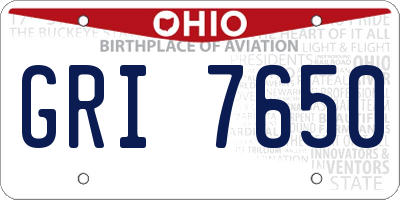 OH license plate GRI7650