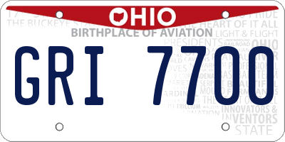 OH license plate GRI7700