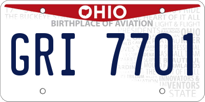 OH license plate GRI7701