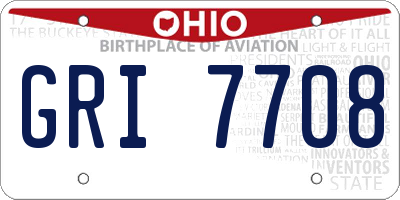 OH license plate GRI7708