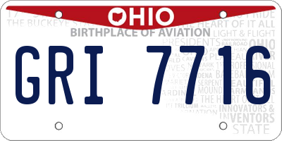OH license plate GRI7716