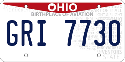 OH license plate GRI7730