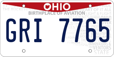 OH license plate GRI7765