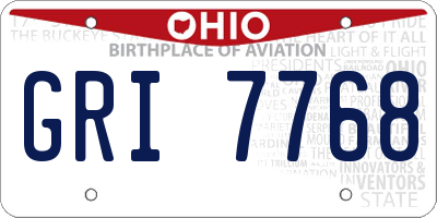 OH license plate GRI7768