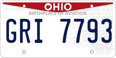 OH license plate GRI7793